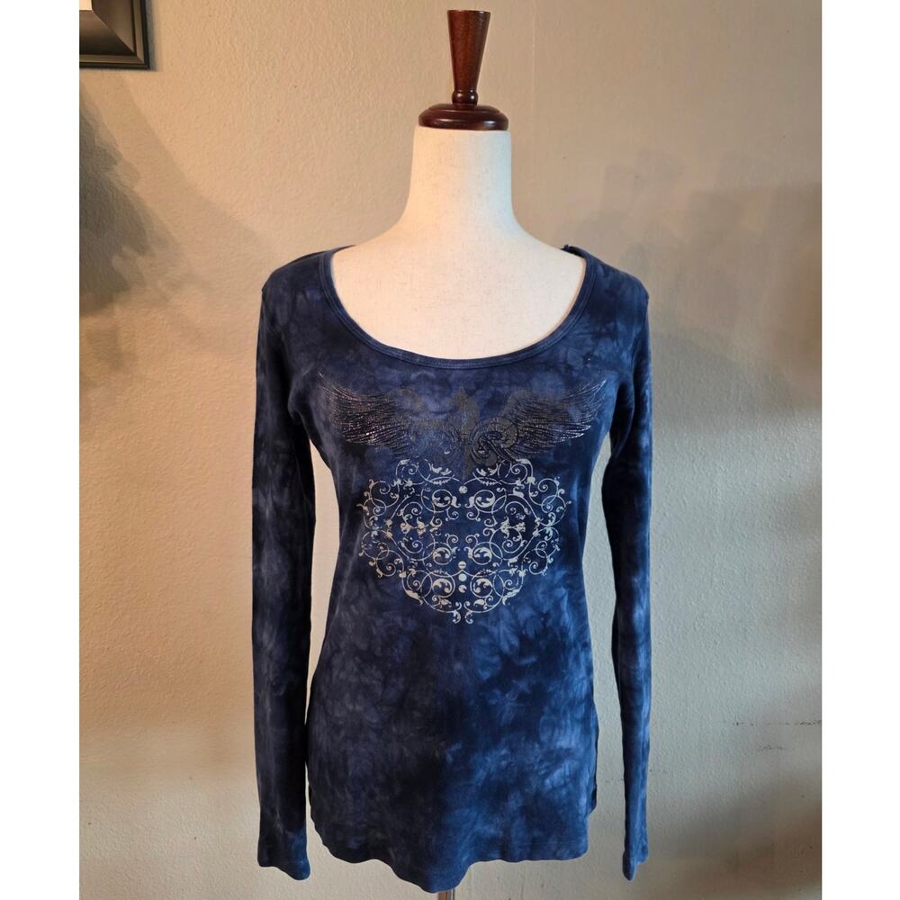 Sledge USA Women's Long Sleeve Knit Top Y2K Grunge SZ Large Angel Wings 2000's